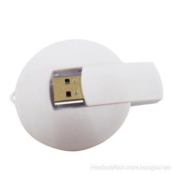 Plastic White Round Swivel USB Flash Drive